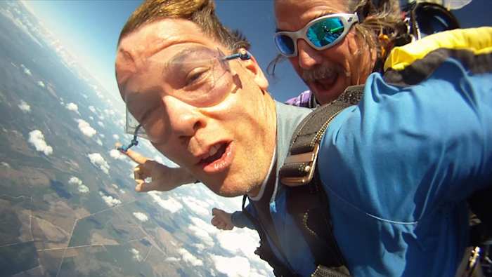 Gleason went skydiving for a fundraiser on the one-year anniversary of his diagnosis.
